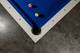 Overhead view of Doc & Holliday Santorini Slate Pool Table corner pocket in white maple, showing genuine leather drop pocket and fine handcrafted detail. Overhead view of Doc & Holliday Santorini Slate Pool Table corner pocket in white maple, showing genuine leather drop pocket and fine handcrafted detail.